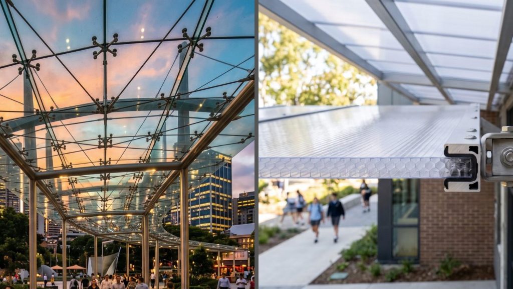 architectural-glass-canopy-vs-polycarbonate-roofing